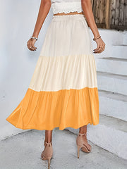 Block Drawstring Skirts Ruched Maxi Skirt Women's