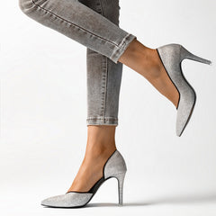 Women's Glitter High Heel Dress Pumps Faux Leather Shoes