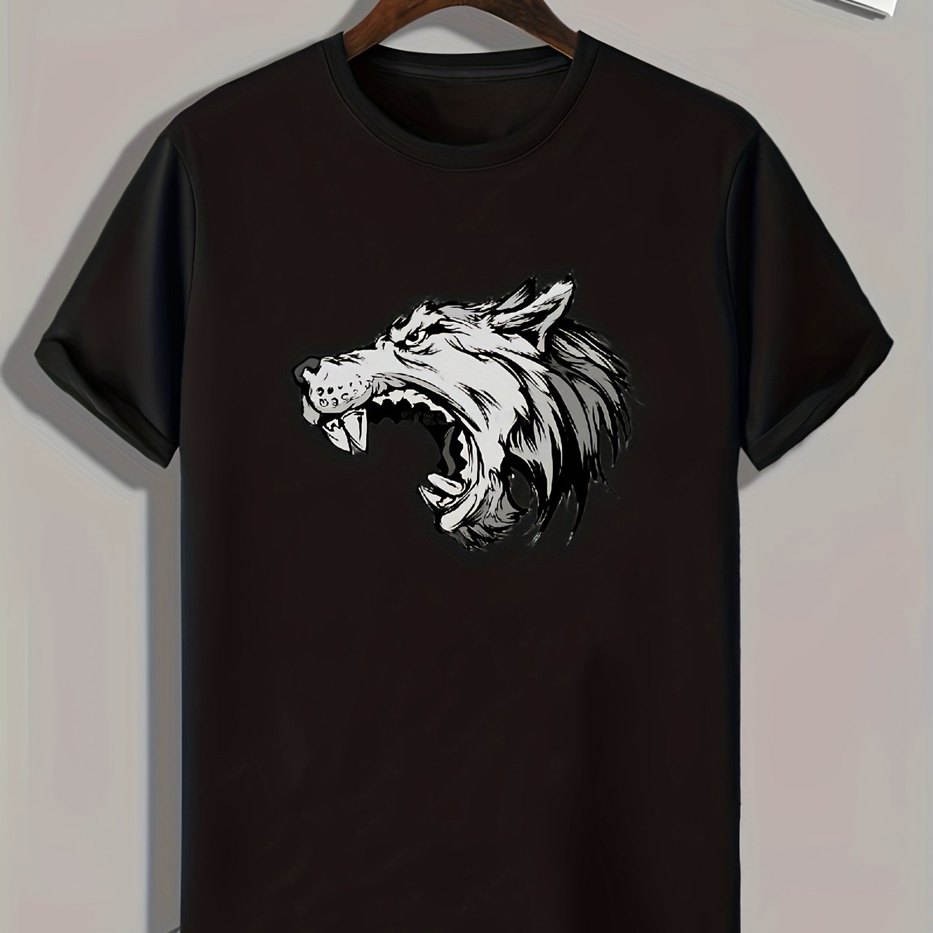 Fierce Wolf Comics Print Men's Comfy T-shirt for Outdoor Summer