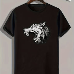 Fierce Wolf Comics Print Men's Comfy T-shirt for Outdoor Summer