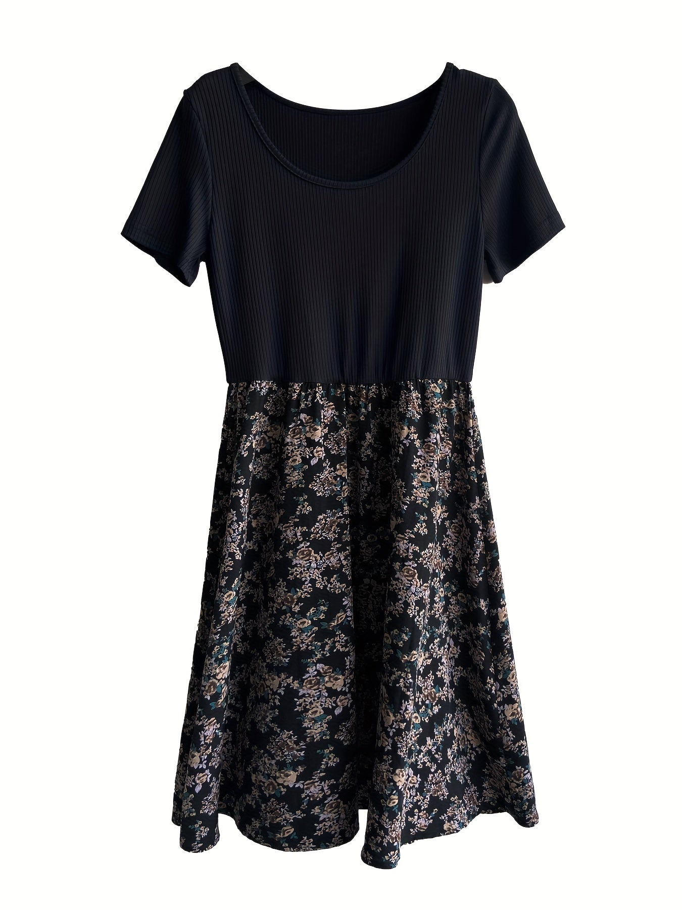 Floral Print Short Sleeve Dress for Spring & Summer