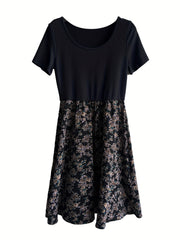 Floral Print Short Sleeve Dress for Spring & Summer