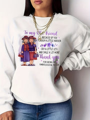 Friends & Letter Print Pullover Sweatshirt for Women