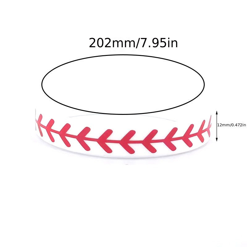 3 Pcs Softball Pattern Silicone Bracelet Sporty Style Rubber Wristband