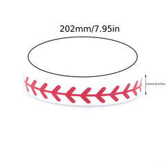 3 Pcs Softball Pattern Silicone Bracelet Sporty Style Rubber Wristband