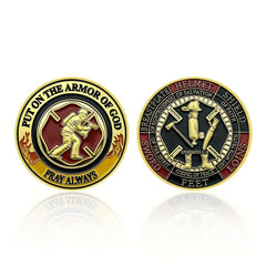 God's Armor Challenge Coin Fireman Pray In God We Trust