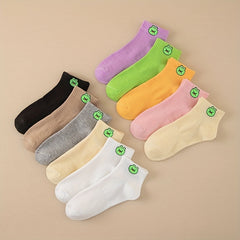 11 Pairs Cartoon Frog Print Socks Comfy Low Cut Crew Women's Stockings