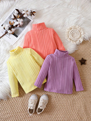 Baby Girls Knit Sweater Turtleneck Long Sleeve Cropped T shirt Crop Tops