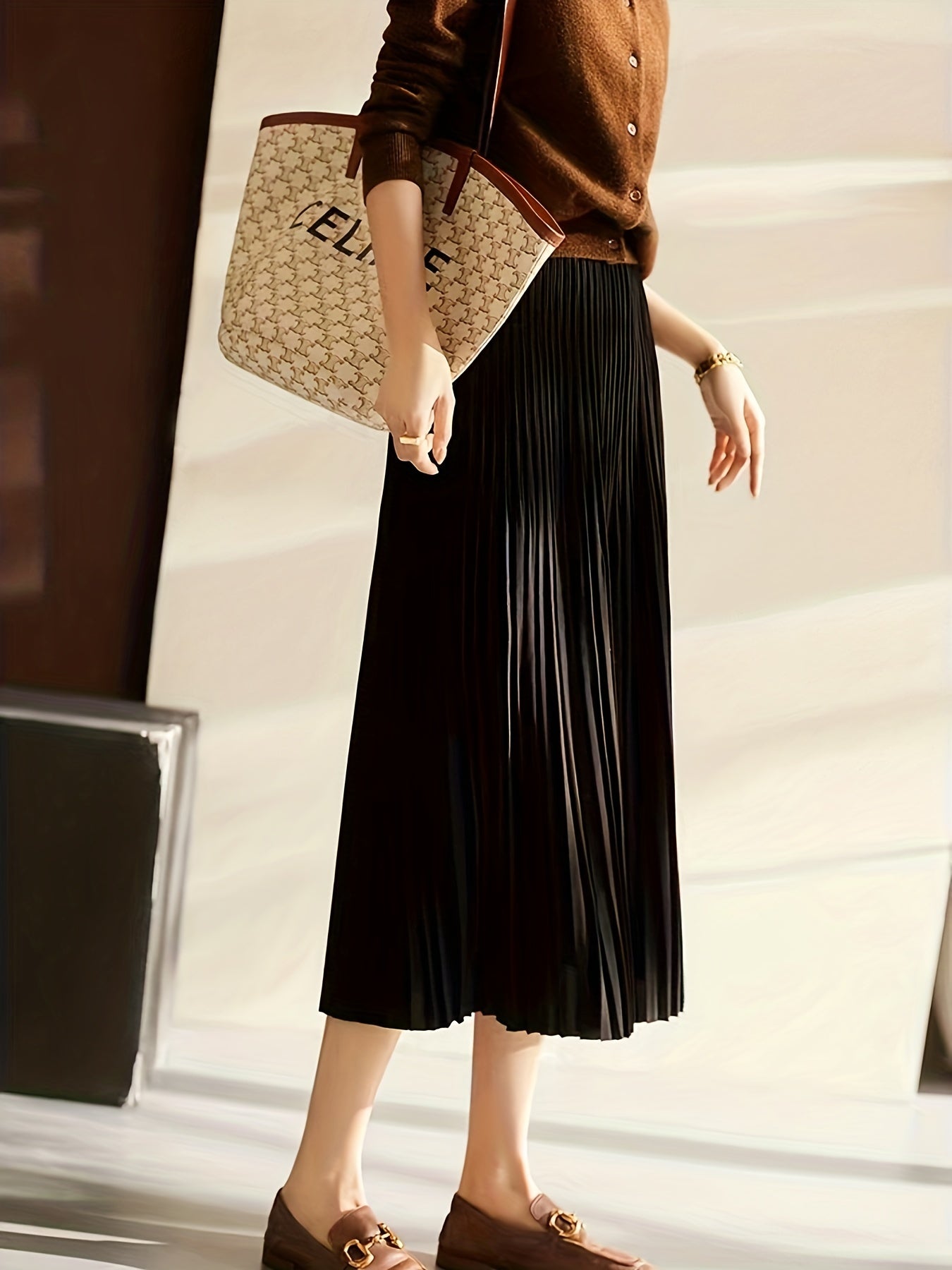 High Waist Pleated Skirt Casual Women's Clothing