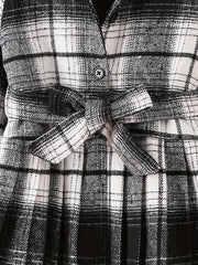 Girls Fleece Collar Plaid Style Open Front Dress