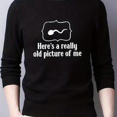 Funny Sperm Print Knitted Sweater Men's Casual Warm Mid Stretch Pullover