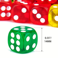 10pcs 6 Sided Acrylic Dice Set for Board Games Party Favors