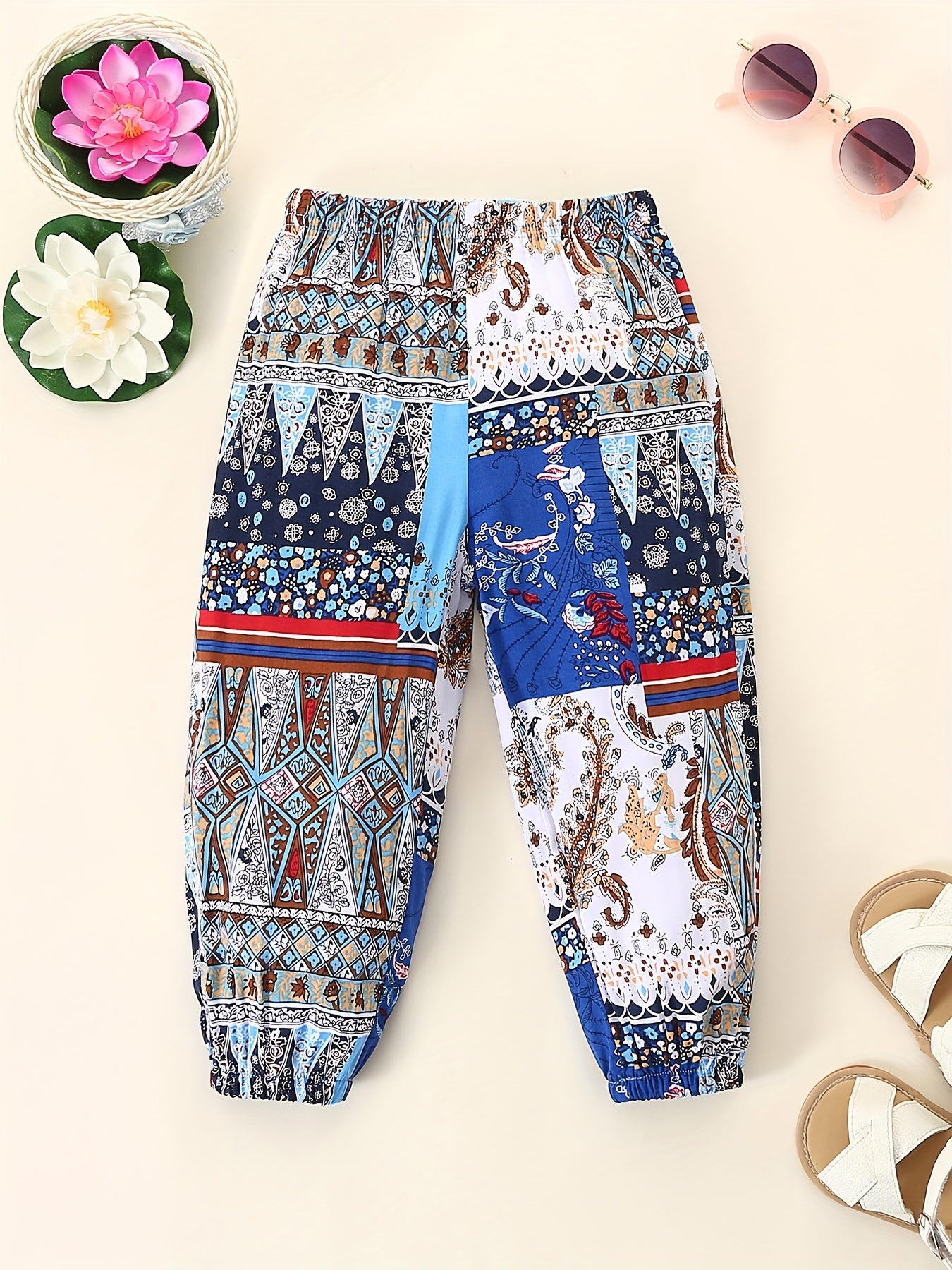 Girls Ethnic Style Summer Rayon Casual Ankle Pants