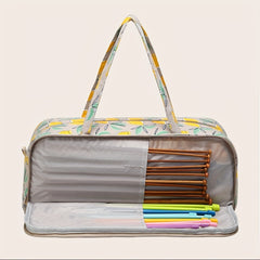 Waterproof Yarn Storage Bag Lemon Printed Knitting Crochet Large Capacity