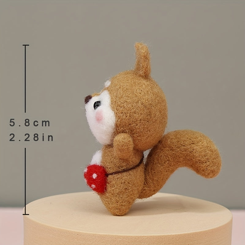 1pc Squirrel Wool Felt Poking Diy Material Bag Needle Felting Gift Sewing