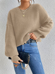 Solid Crew Neck Pullover Sweater Long Sleeve Winter Women's Clothing