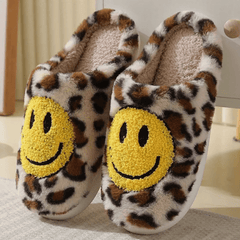 Women's Cozy Smile Face Plush Slippers Warm Indoor Fuzzy Shoes