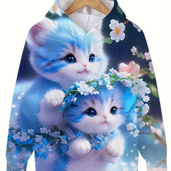 Kids Kitten Hoodie Boys Girls Sports Sweatshirt