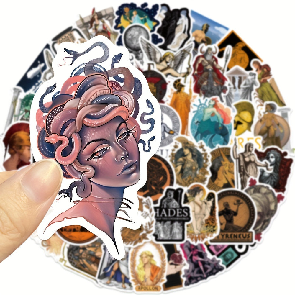 50pcs Greek Mythology Doodle Stickers Waterproof Laptop Phone Case Luggage