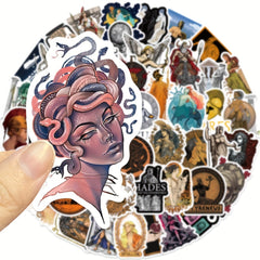 50pcs Greek Mythology Doodle Stickers Waterproof Laptop Phone Case Luggage