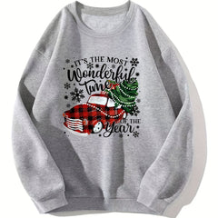 Christmas Graphic Sweatshirt for Winter & Fall Women's Clothing