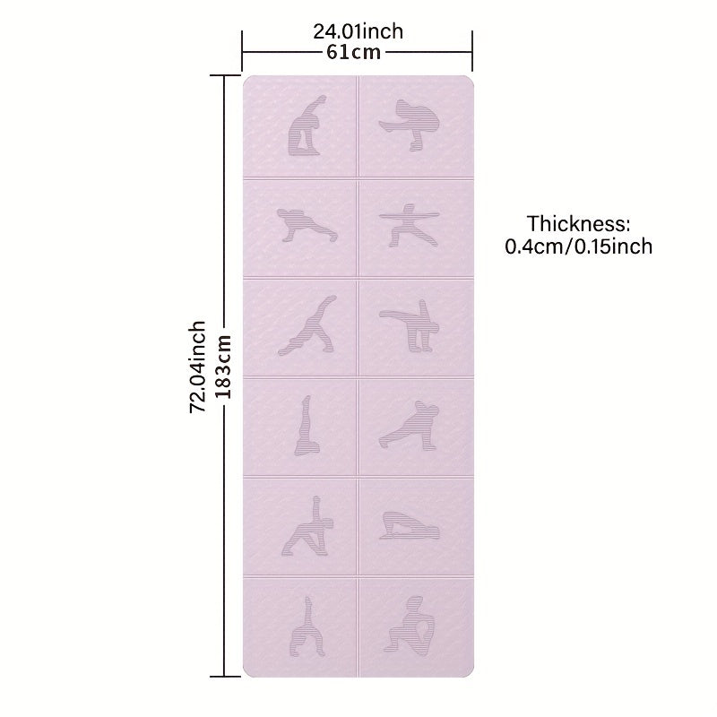 Foldable Non-slip Yoga Mat with Posture Pattern TPE Pilates Mat