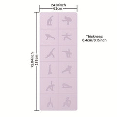 Foldable Non-slip Yoga Mat with Posture Pattern TPE Pilates Mat