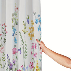 Watercolor Flower Shower Curtain 182x182cm with Hooks