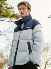 Men's Zip Corduroy Patchwork Thick Stand Colar Coat Warm Jacket