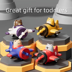 Animal Airplane Cars Press & Go Toy Set for Kids - Red Yellow