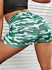 Camo Print Hip Lifting High Stretch Skinny Shorts