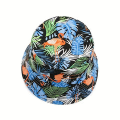 Flamingo Leaf Print Bucket Hat Sunscreen Fisherman Cap