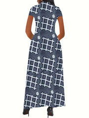 Floral Print Mock Neck Maxi Dress With Belt