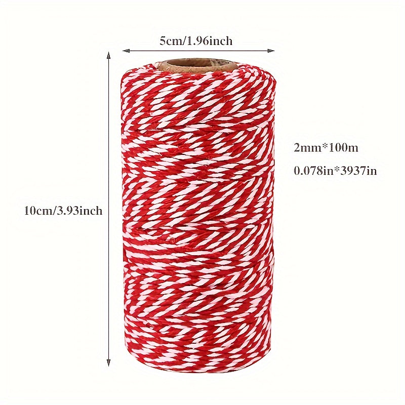 100m 2mm Braided Cotton Rope DIY Holiday Packaging Tag Wire Party Supplies