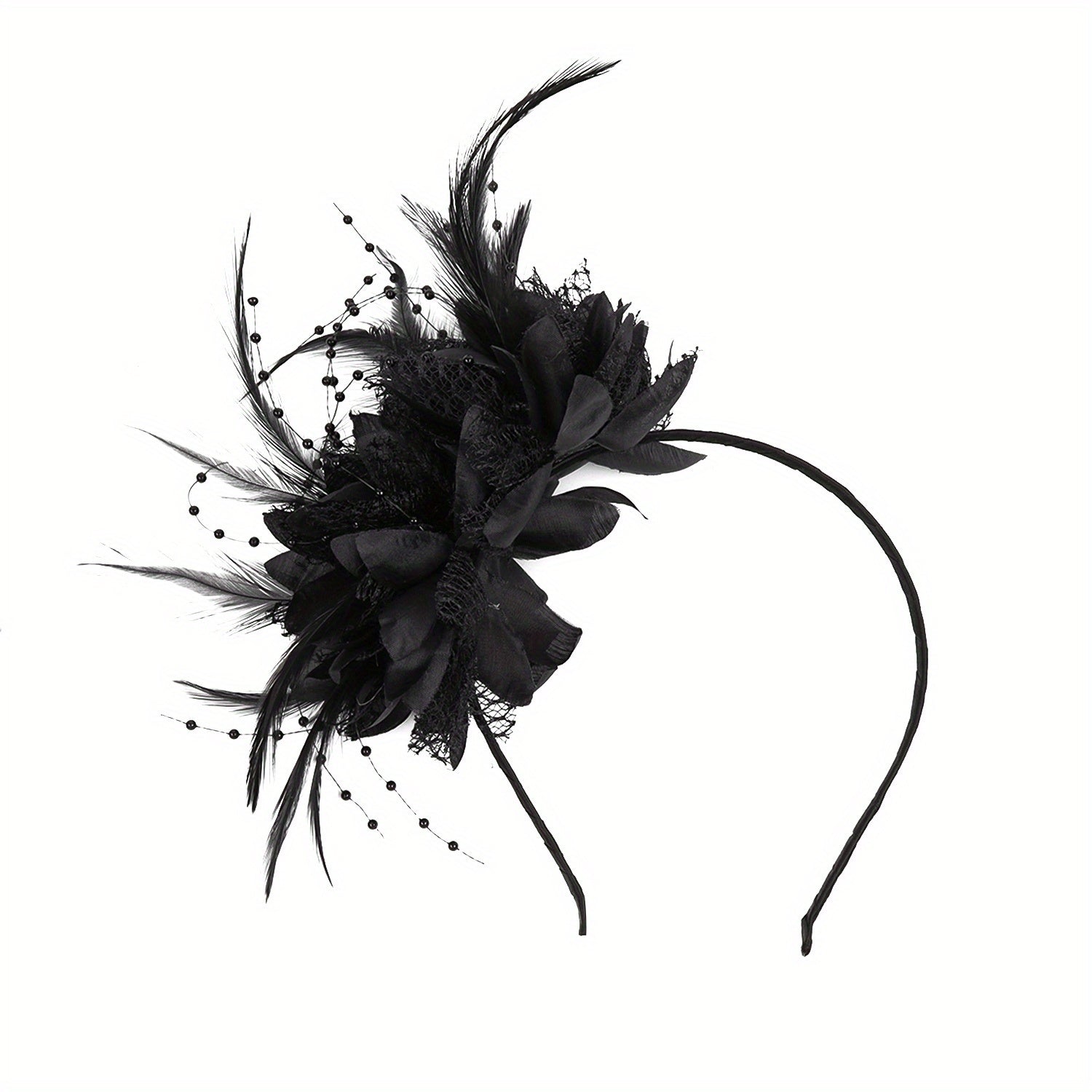 Faux Feather Flower Headband Fancy Tea Party Derby Cocktail Hat