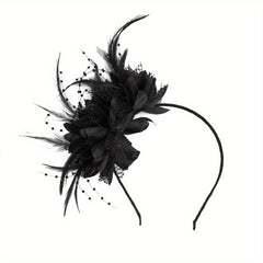 Faux Feather Flower Headband Fancy Tea Party Derby Cocktail Hat