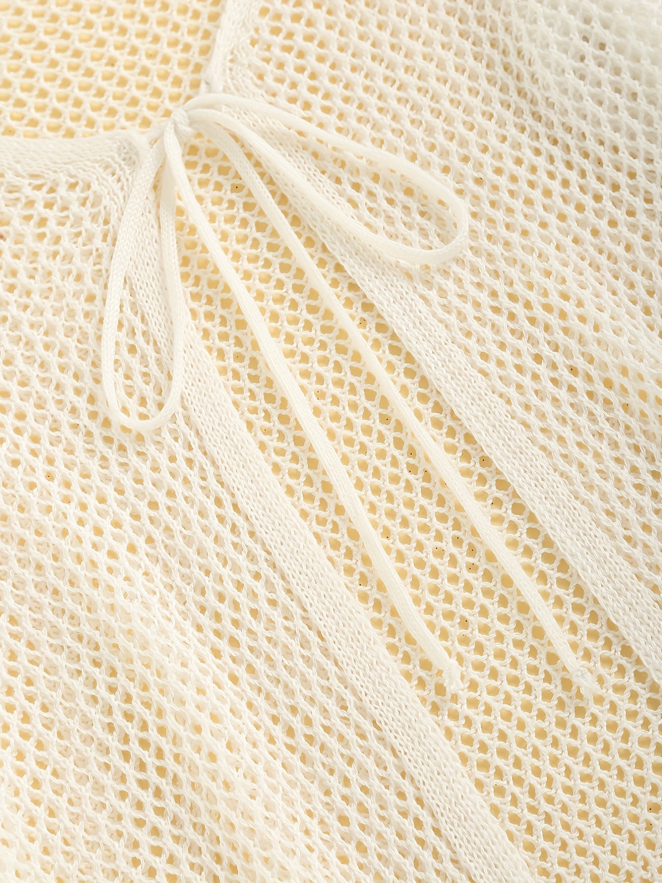 Crochet Coverup Tie Front Long Sleeve Cardigan