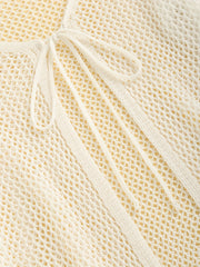 Crochet Coverup Tie Front Long Sleeve Cardigan