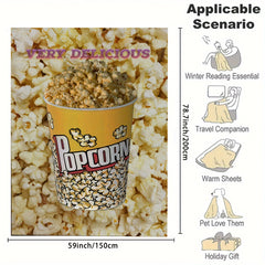 Delicious Food Pattern Flannel Blanket Tempting Popcorn Soft Warm Fabric