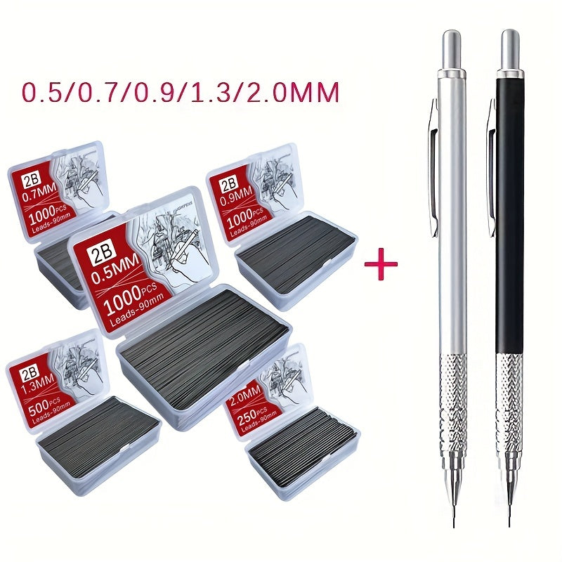 3pcs Mechanical Pencil Lead Set 0.5-2.0mm Refill Student Writing Art 2 Pen