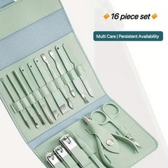 16Pcs Nail Clippers Set Foldable Manicure Tool Box Pedicure Tool