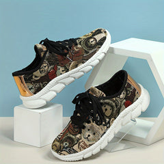 Bear Print Mesh Breathable Running Shoes Lightweight Sneakers