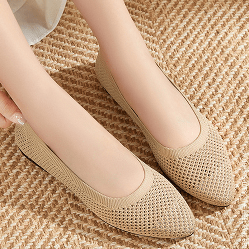 Women's Mesh Panel Flat Shoes Slip On Shallow Mouth Round Toe Lightweight