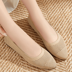Women's Mesh Panel Flat Shoes Slip On Shallow Mouth Round Toe Lightweight