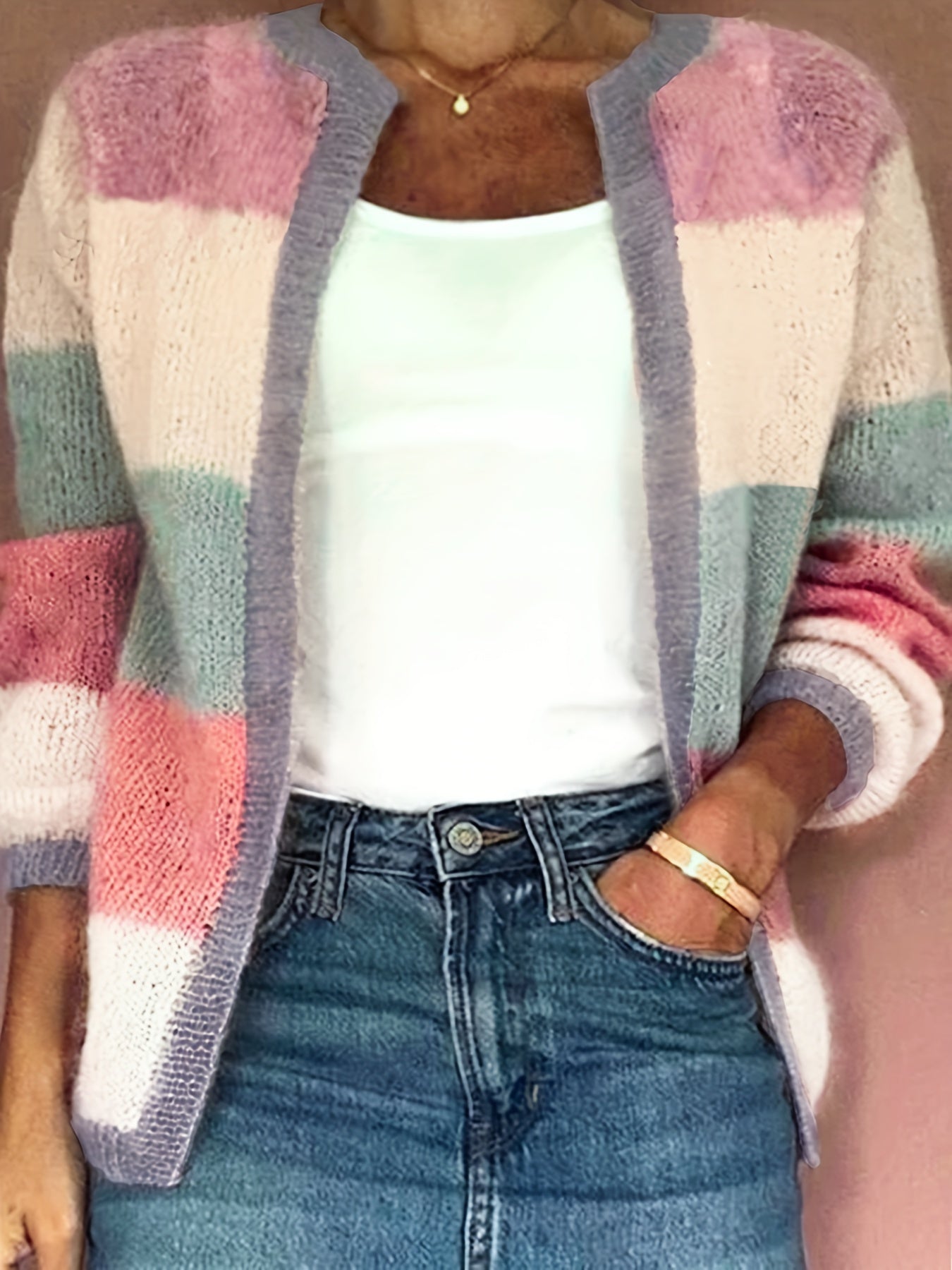 Colorblock Long Sleeve Cardigan