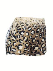 Leopard MAMA Print Skinny Shorts Casual Shorts
