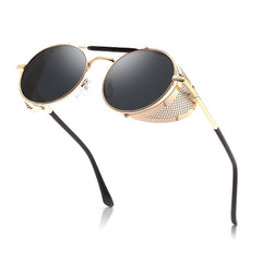 Steampunk Round Red Lenses Sunglasses For Men