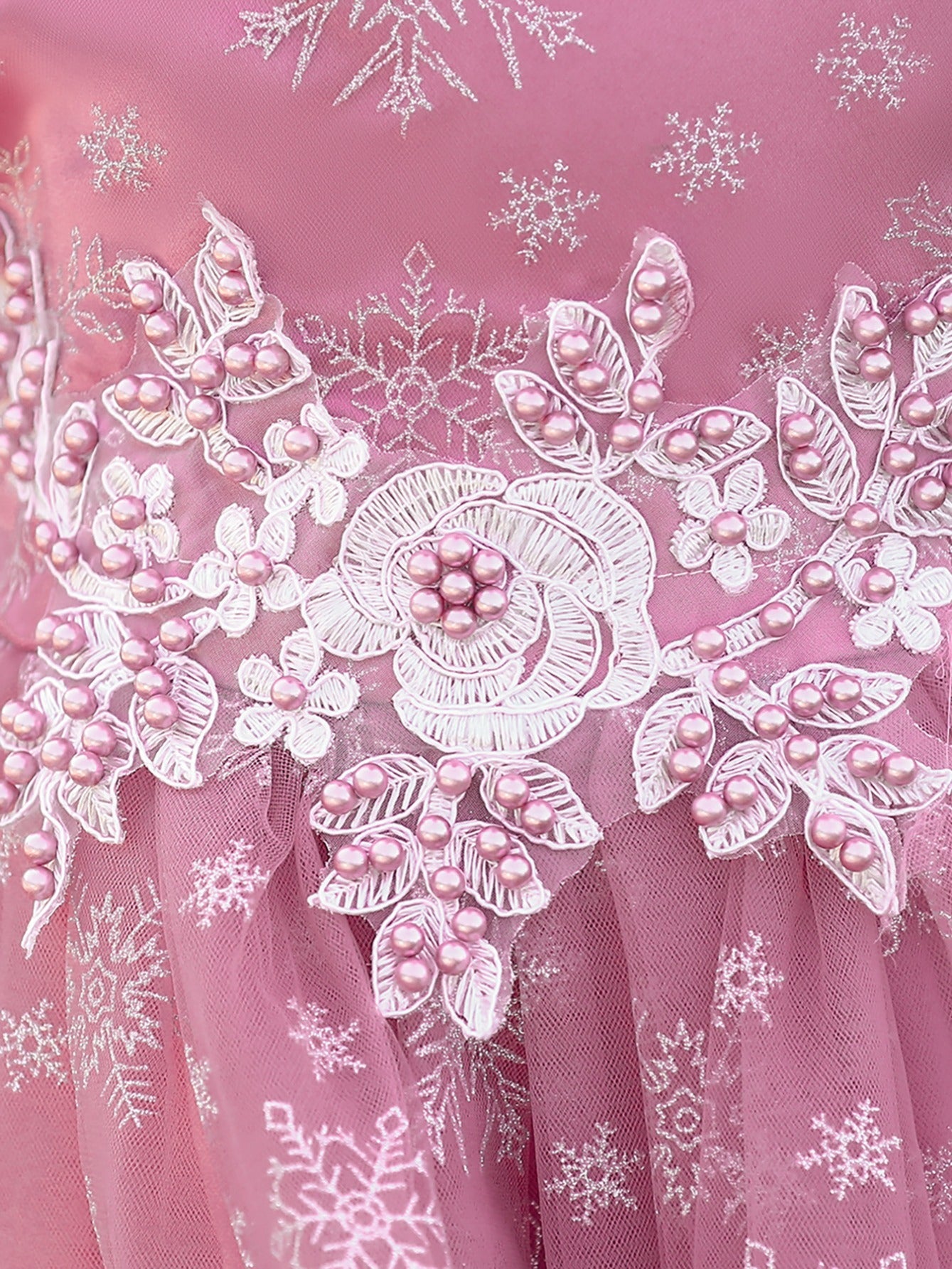 Snow & Pearl Puff Sleeve Birthday Dress