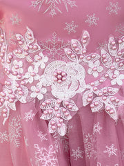 Snow & Pearl Puff Sleeve Birthday Dress