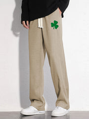 Clover Cotton Sweatpants Men's Casual Solid Loose Fit Drawstring Pants
